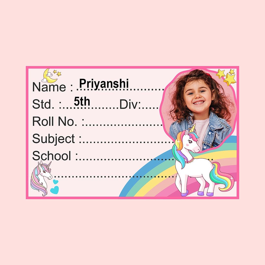 Custom Photo Name Stickers for School Books – 3.5x2 inch (15 Stickers per Sheet)