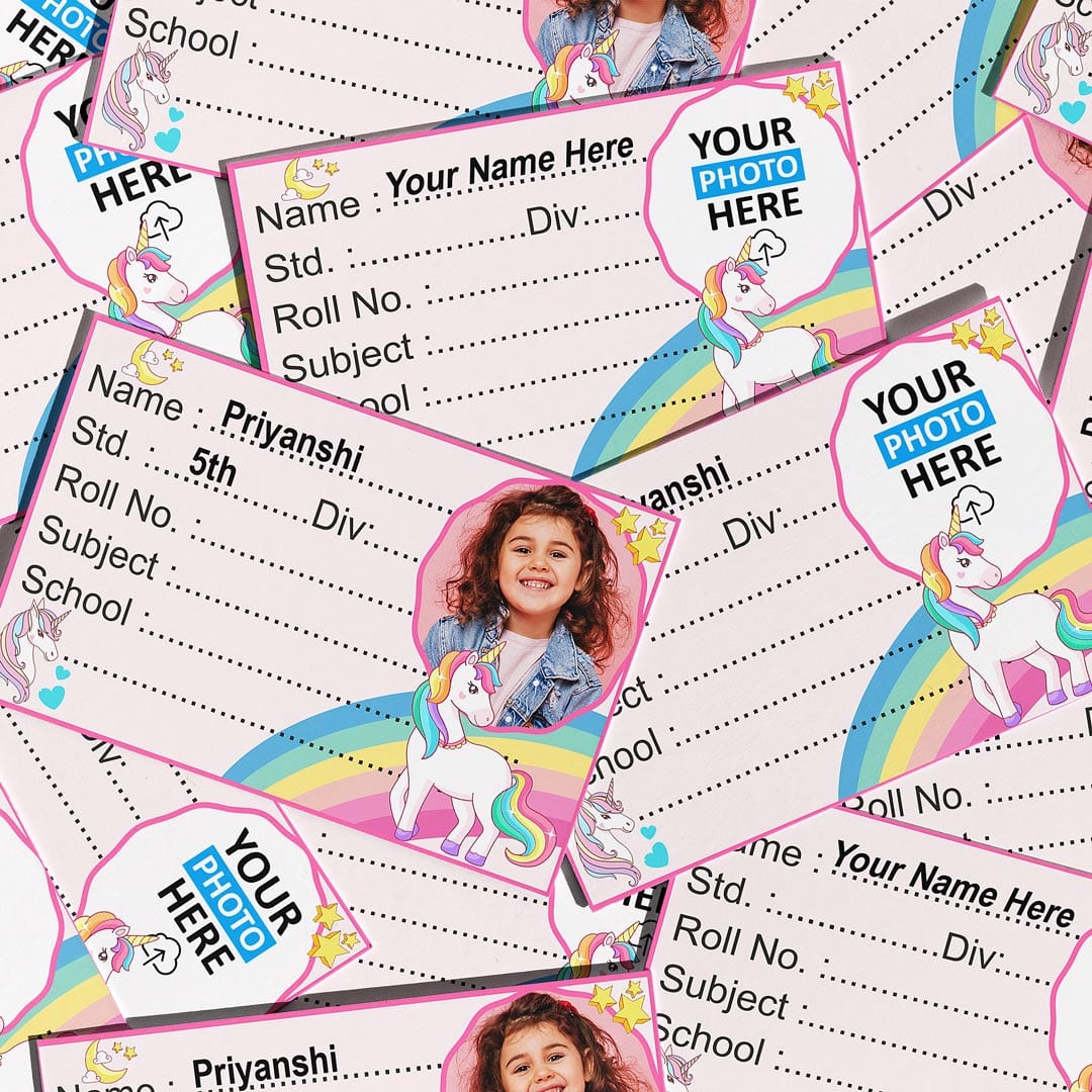 Custom Photo Name Stickers for School Books – 3.5x2 inch (15 Stickers per Sheet)