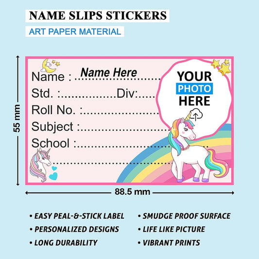 Custom Photo Name Stickers for School Books – 3.5x2 inch (15 Stickers per Sheet)
